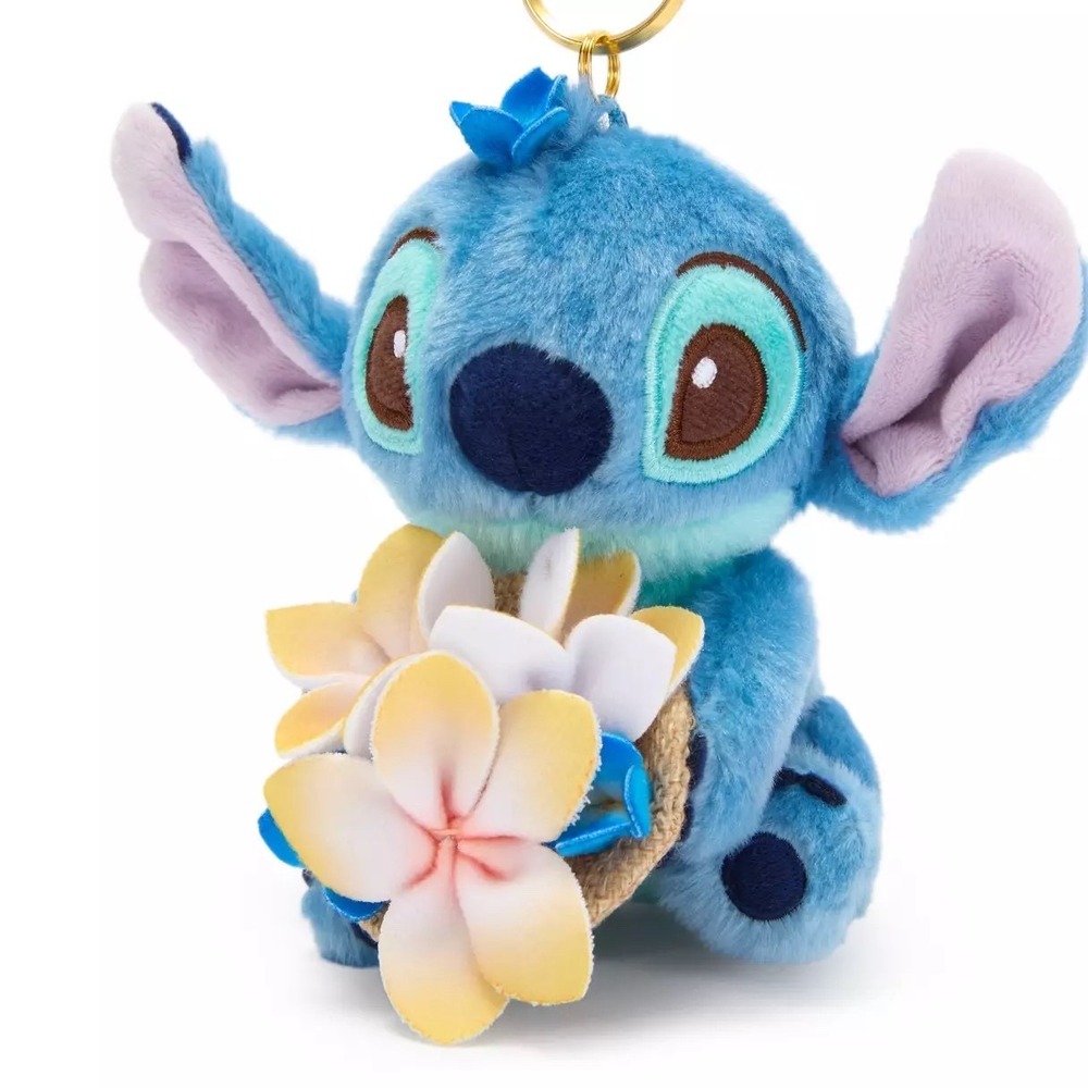 Disney Store Japan Stitch Summertime Plush Keychain Summer Bouquet Bag Charm NWT